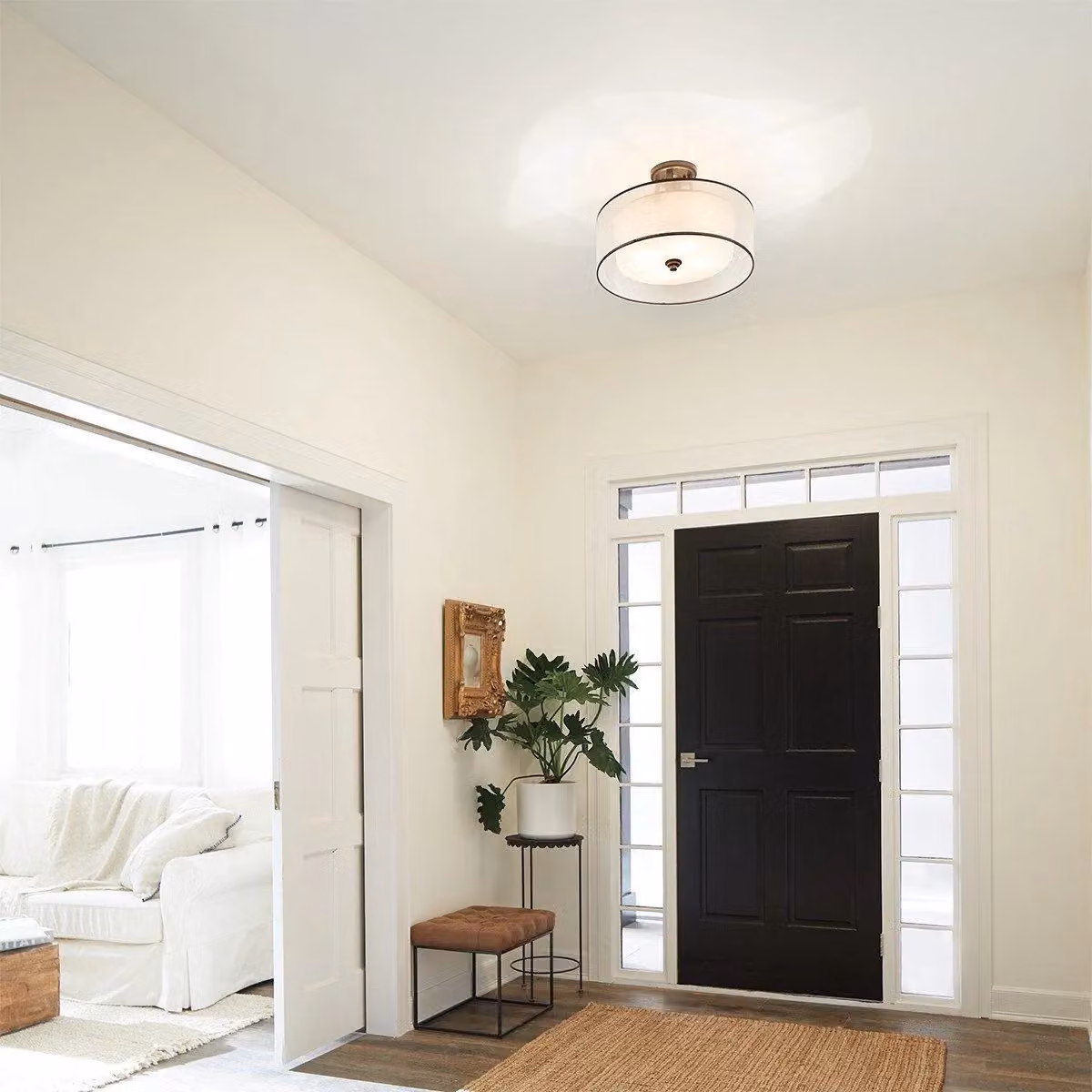 Netlighting Lacey 4 Light Semi-Flush Mount Ceiling Light in Mission Bronze and Brown with E27 Bulbs – 3