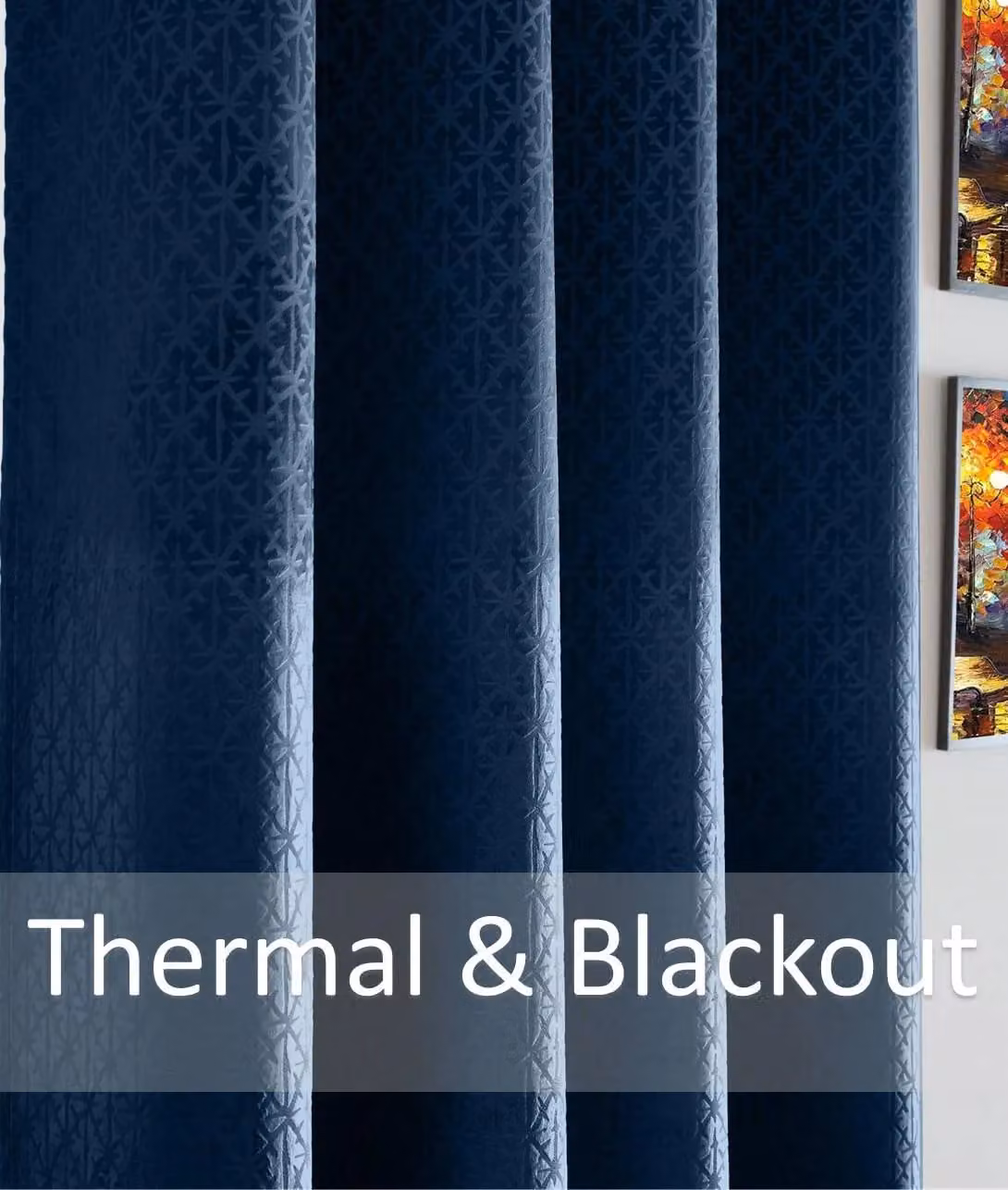 Luxury Living Temple Velvet Navy Blue Blackout Eyelet Curtains, Width: 229 cm, Height: 229 cm – 2