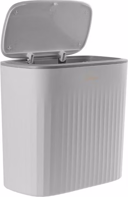 Livingandhome 8L White Wall Mounted Corner Hanging Bin with Touch Lid