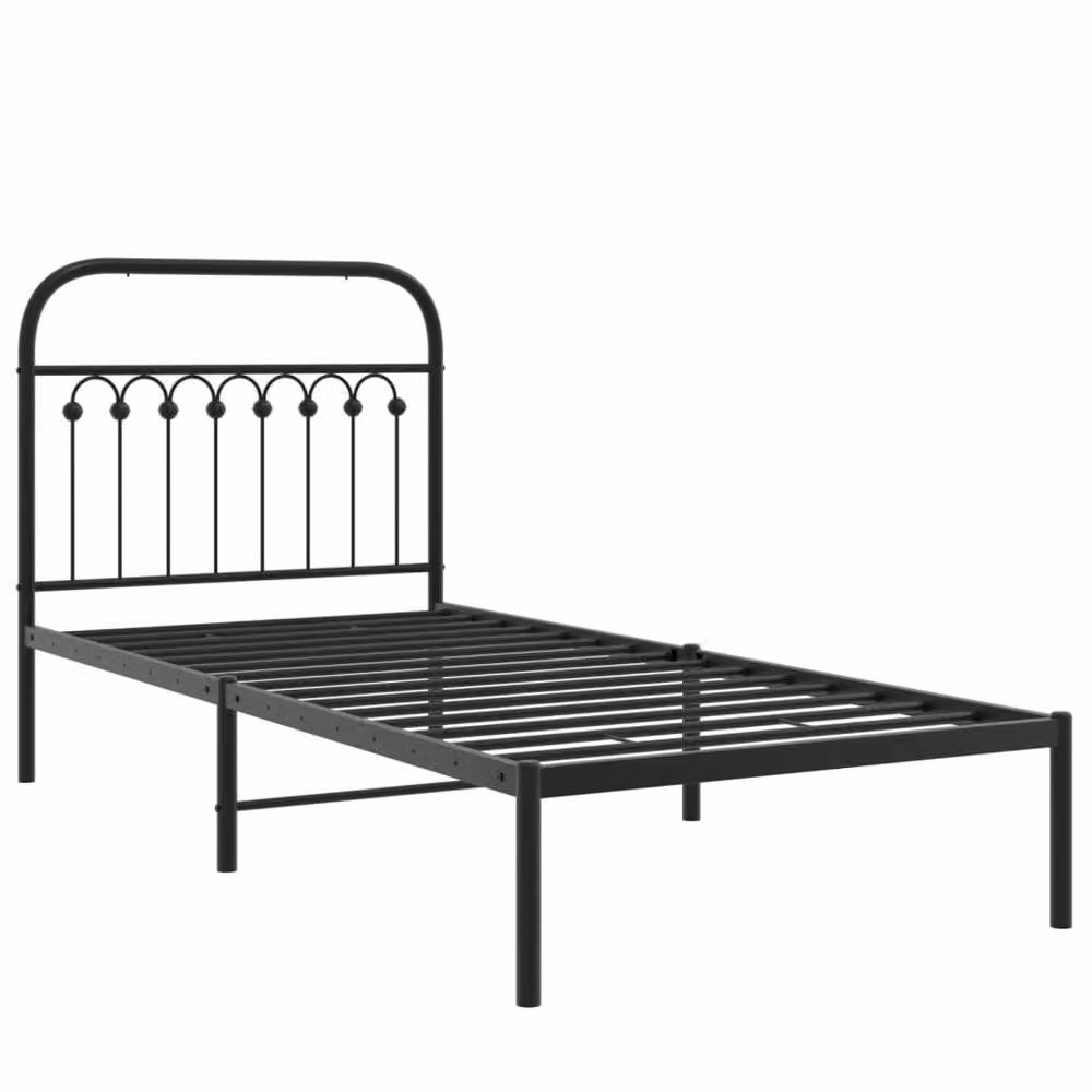 Berkfield Home Metal Bed Frame with Headboard in Black, W/D/H: 90 x 200 cm – 3