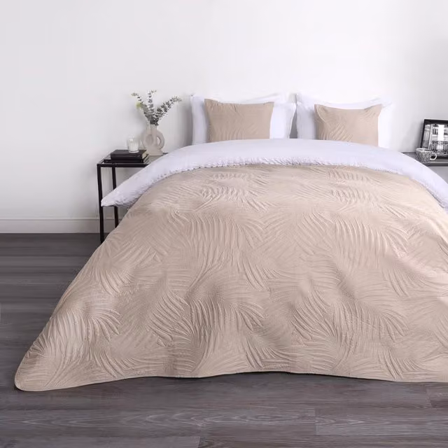 OHS Floral Quilted Throw in Yellow and Beige, 200 cm