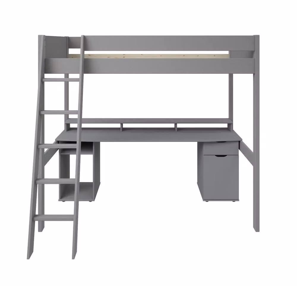 Noomi Tera Small Double Solid Wood Gaming High Sleeper Bed in Grey, W/D/H: 120 x 200 x 148 cm – 4