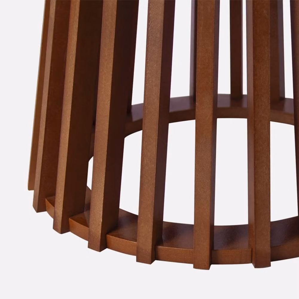 sweeek Pair of Round Modern Wooden Coffee Tables in Brown – 3