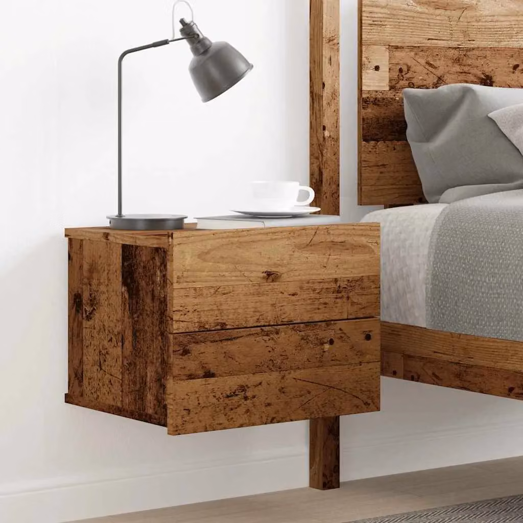 Berkfield Home Wall-mounted Bedside Cabinet in Brown Old Wood, W/D/H: 40 x 32 x 30 cm – 3