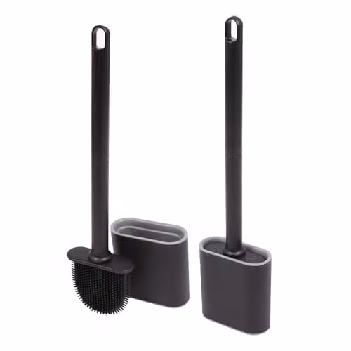 Harbour Housewares Wall-Mounted Toilet Brush and Holder Set, Pack of 2, Black – 1
