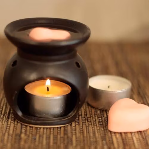 Ancient Wisdom Classic Yin Yang Ceramic Tealight Oil Burner in Brown and Multicolour – 2