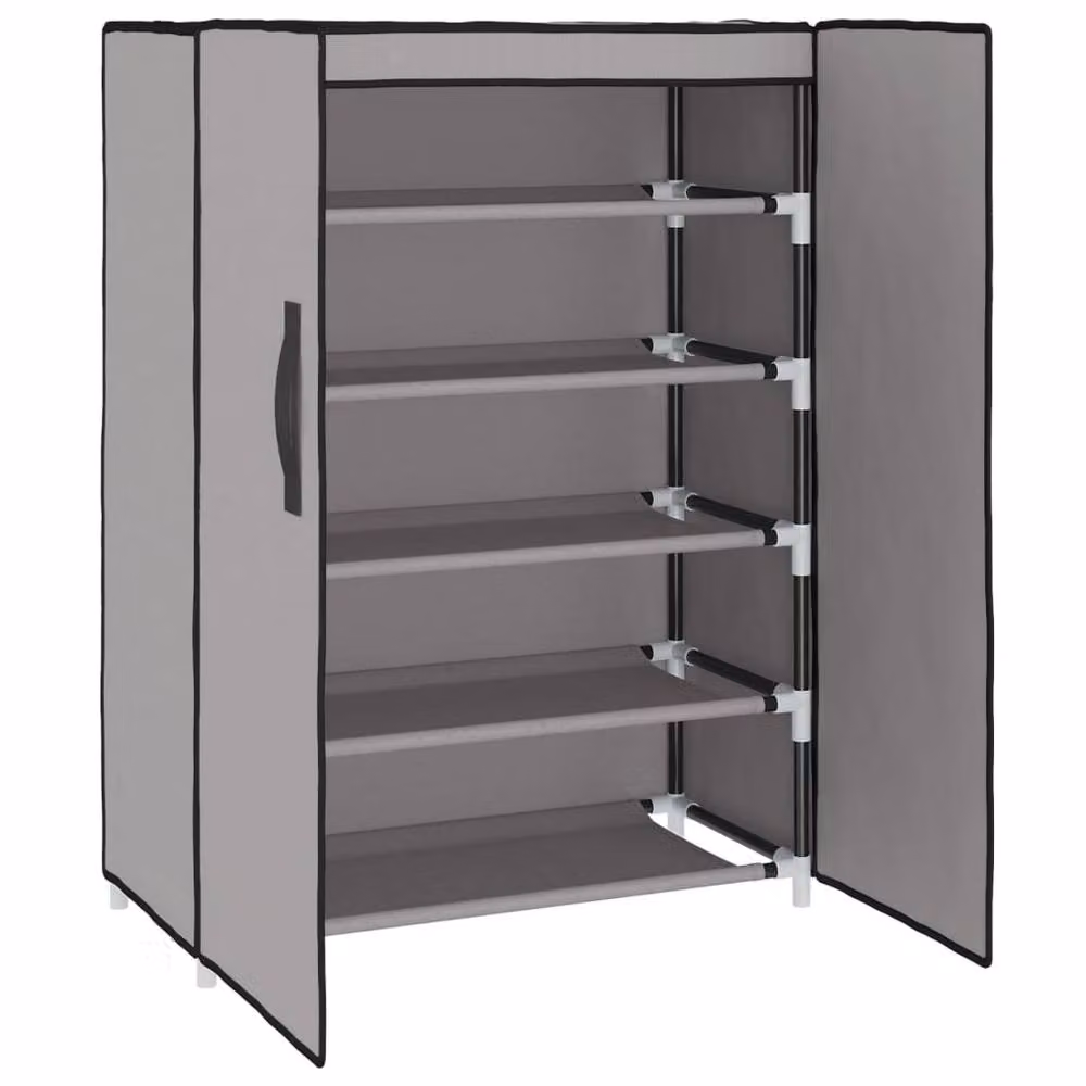 Berkfield Home Grey Fabric and Metal Wall Mounted Shoe Cabinet W/D/H: 60 x 28 x 90 cm – 4