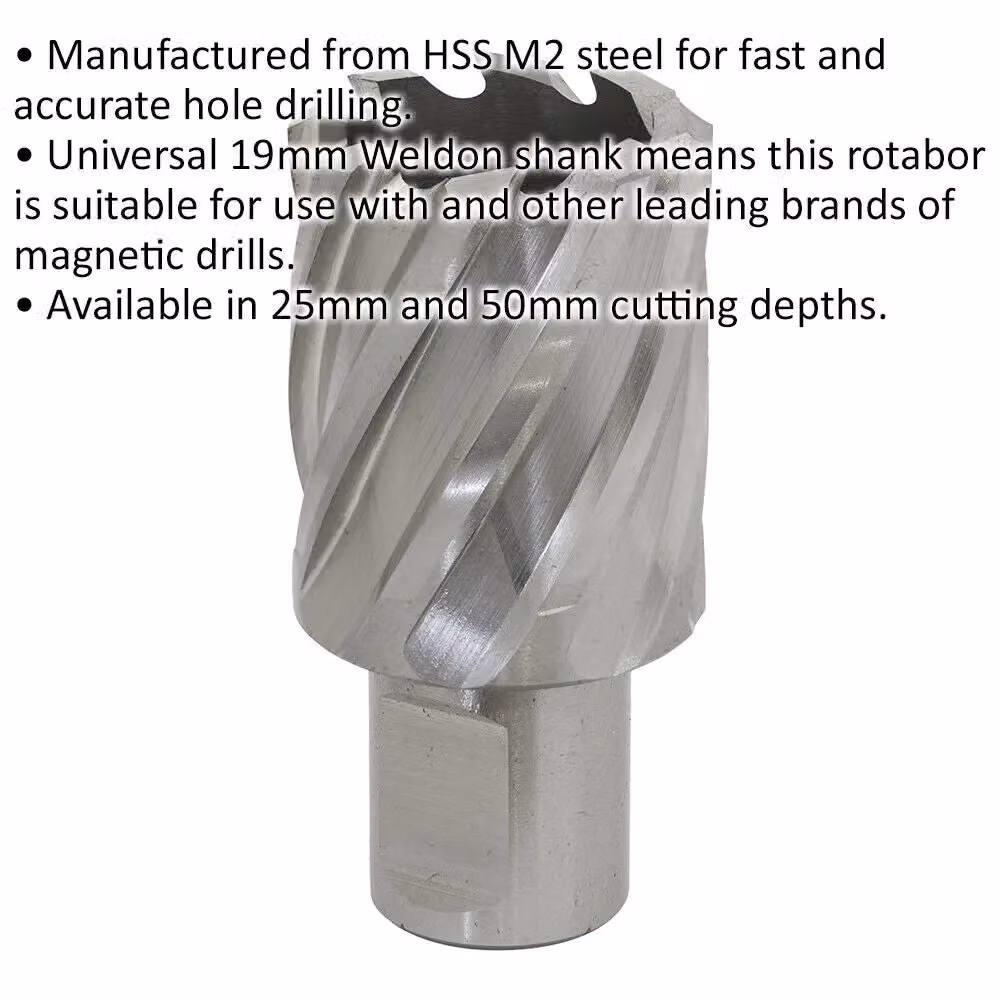 Loops M2 Steel Annular Metal Core Drill Rotabor Cutter, Silver, W: 30 mm, D: 25 mm – 2