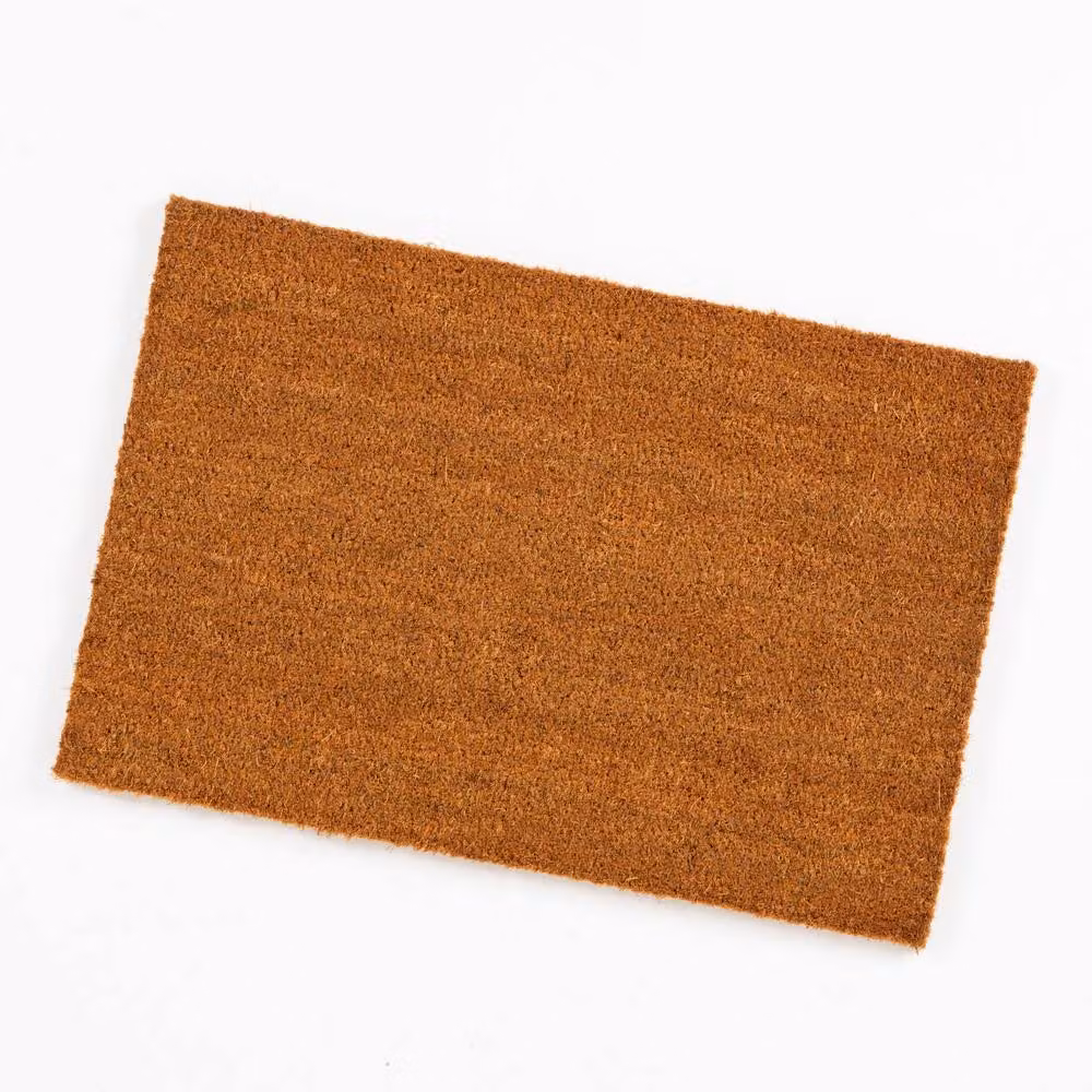 Esselle Astley Plain Coir Mat with PVC Backing in Natural Brown, W: 40 cm, D: 60 cm – 2