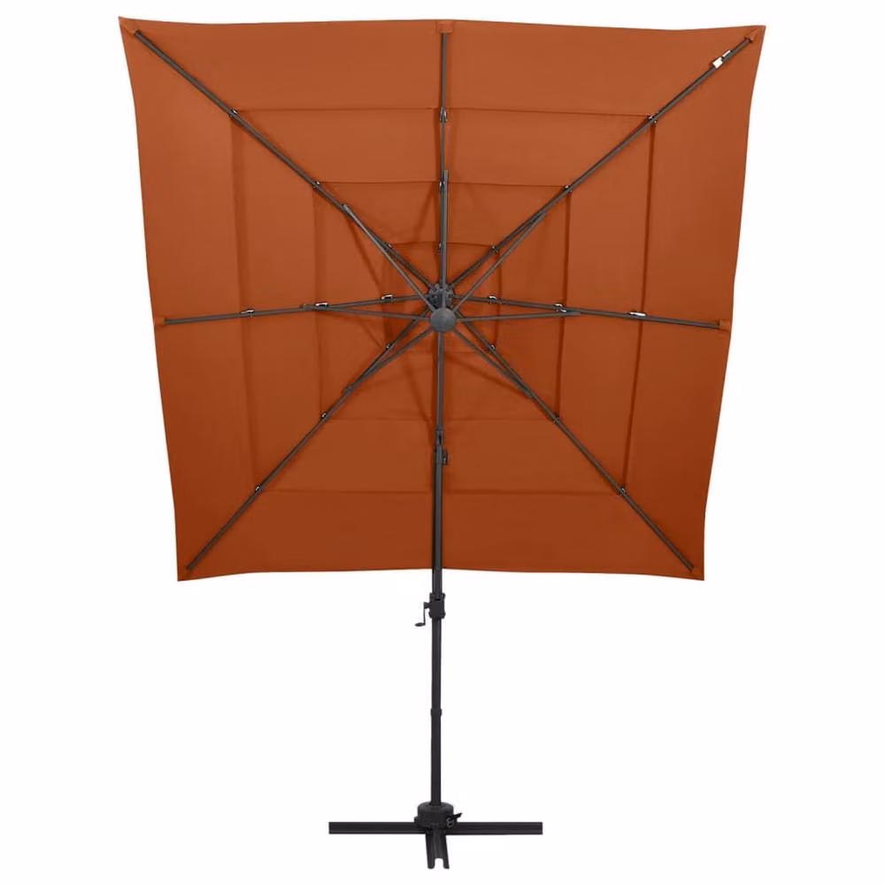Berkfield Home Cantilever Parasol with Aluminium Pole in Terracotta, W/D/H: 250 x 250 x 246 cm – 2
