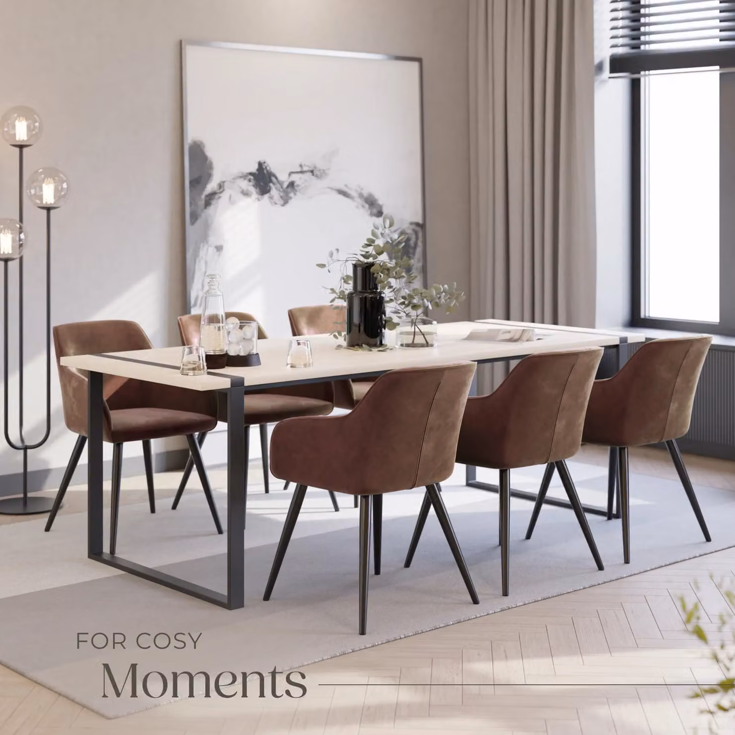 tectake Marilyn Dining Chair Set of 6 in Brown and Black Velvet – 7