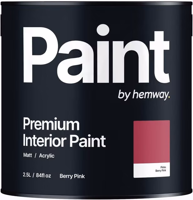 Hemway Matt Acrylic Dispersion Interior Paint in Pink, 2.5 l