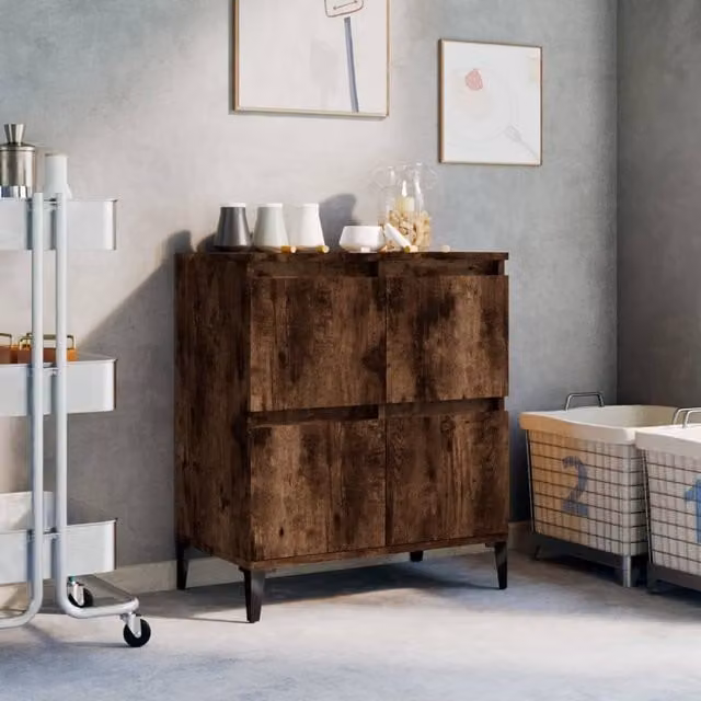 Berkfield Home Smoked Oak Sideboard in Brown, W/D/H: 60 x 35 x 70 cm – 1