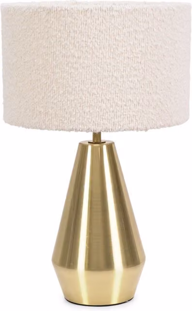 Jax Antique Brass Metal Dimmable Touch Table Lamp with Cream Boucle Shade