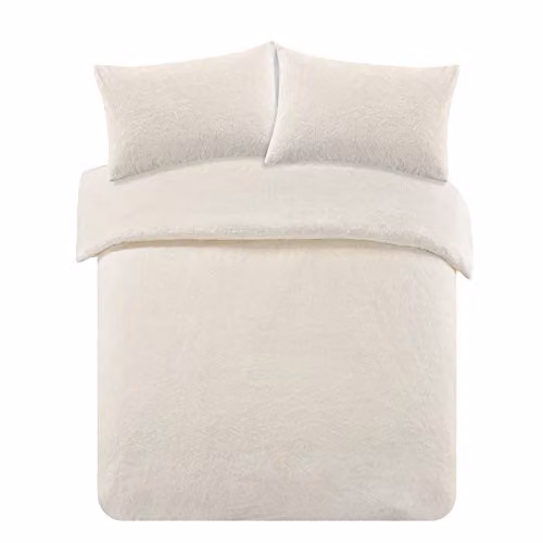 Brentfords Teddy Fleece Duvet Cover and Pillowcase Set, Yellow, W/D/H: 180 x 200 cm – 1