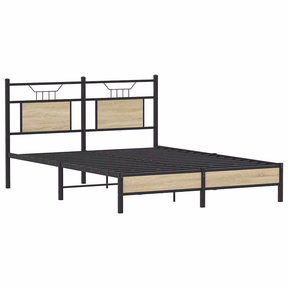 Berkfield Home Sonoma Oak Bed Frame in Brown, W/D/H: 140 x 190 cm – 3
