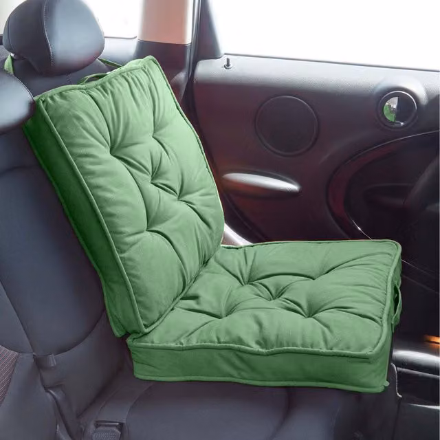 Homescapes Rectangular Cotton Seat Booster Cushion in Green