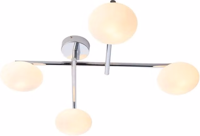Loops Polished Chrome Semi Flush Bathroom Ceiling Light with Four Transparent Glass Shades – 1