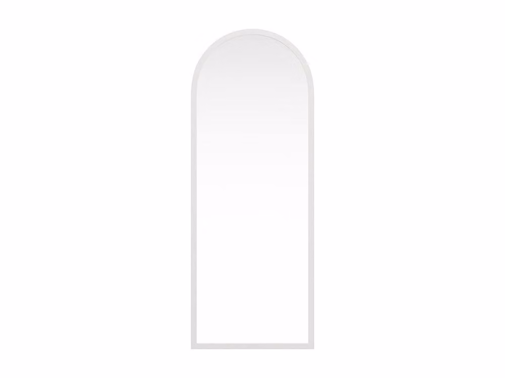 Vente-unique Large Arched Paulownia Wood Mirror in White, W: 65 cm, H: 170 cm – 2