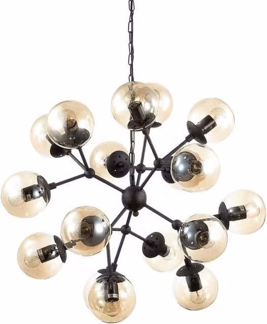 Ideal Lux Kepler Modern Black Metal and Transparent Glass Sphere Ceiling Pendant Light