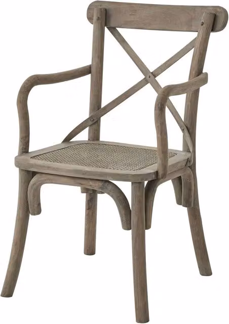 KDMK Colorado Collection Cross Back Carver Chair with Rush Seat in Brown