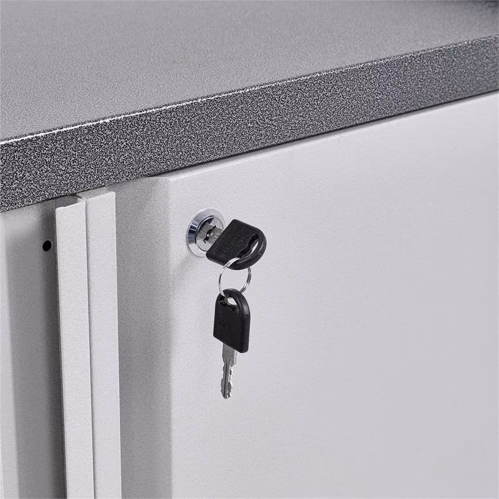 Nordara Lockable 2-Door Steel Office Storage Cabinet in Grey, W/D/H: 100 x 15 x 15 cm – 4
