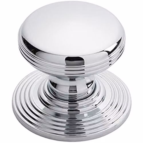 Loops Smooth Ringed Cupboard Door Knob in Polished Chrome, 3.5 cm Diameter