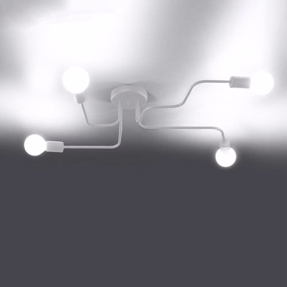 Sollux Lighting Industrial 4-Light Metal Ceiling Lamp in White, W/D/H: 78 x 15.5 x 58 cm – 2
