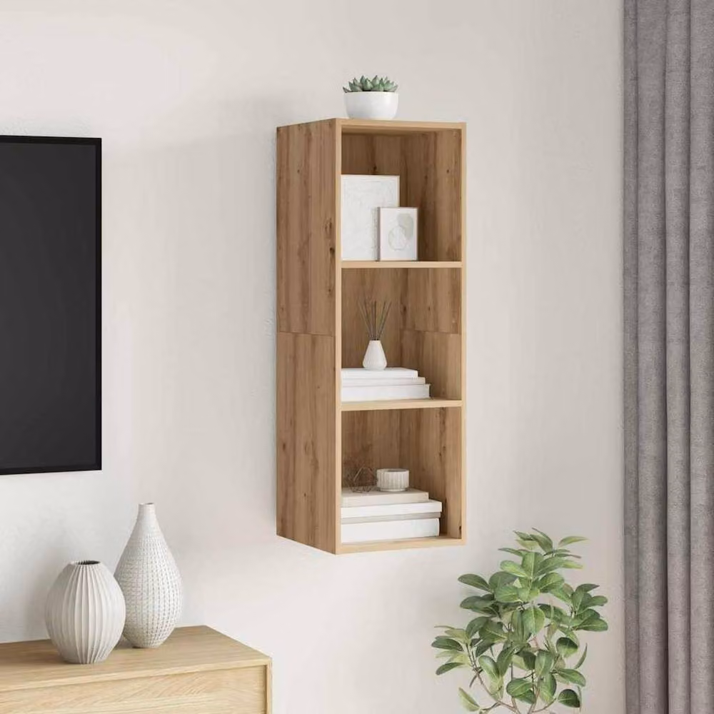 Berkfield Home Artisan Oak TV Cabinet in Brown, W/D/H: 37 x 37 x 107 cm – 2
