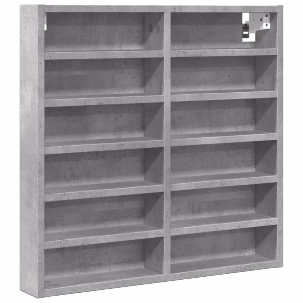 Berkfield Home Modern Wall Mounted Vitrine Cabinet in Concrete Grey with Glass Doors and Internal Shelves, W/D/H: 58 x 8.5 x 58 cm – 2