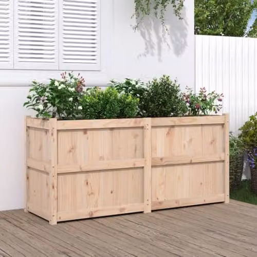 vidaXL Brown Solid Wood Pine Garden Planter Tub W: 150 cm, D: 50 cm, H: 70 cm – 2