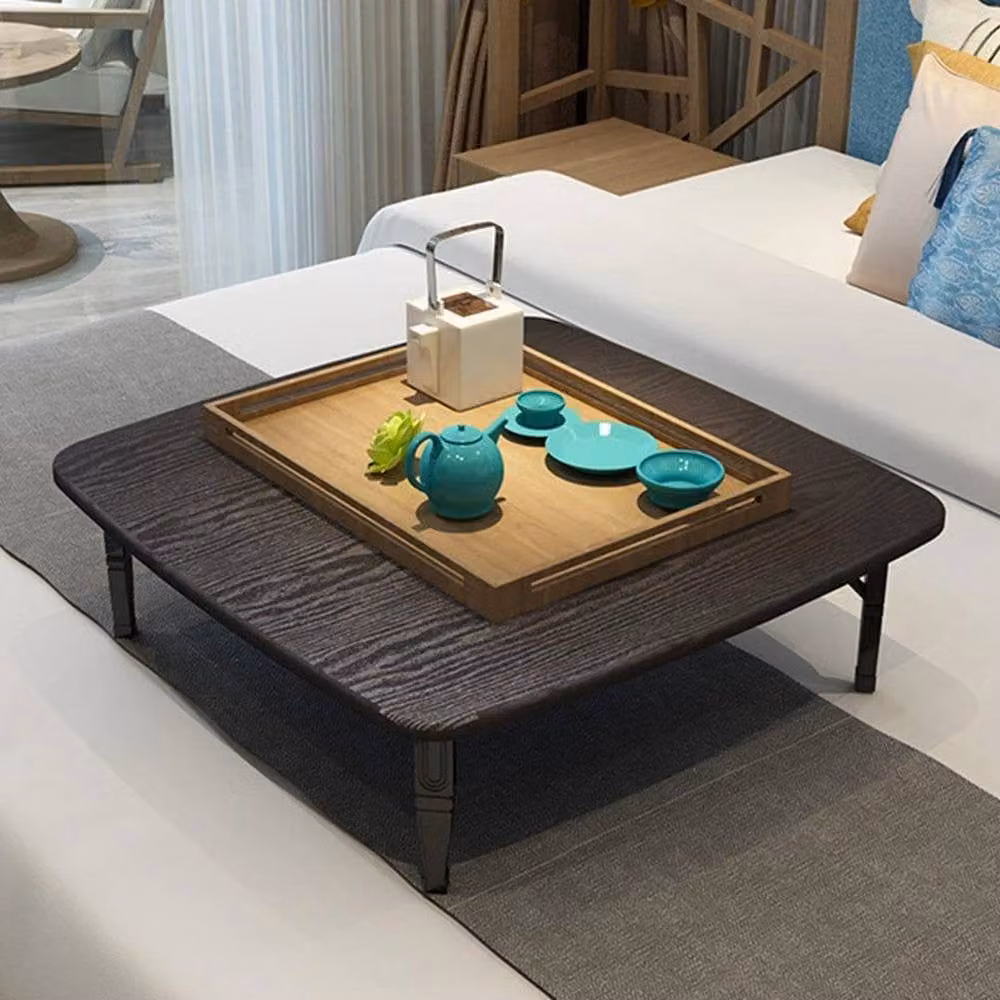FORGEVIO Black Foldable Japanese Coffee Table, W: 60 cm, D: 60 cm, H: 35 cm – 4