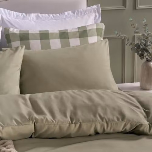 OHS 2 Pack Soft Microfibre Housewife Pillowcases in Green with Envelope Closure