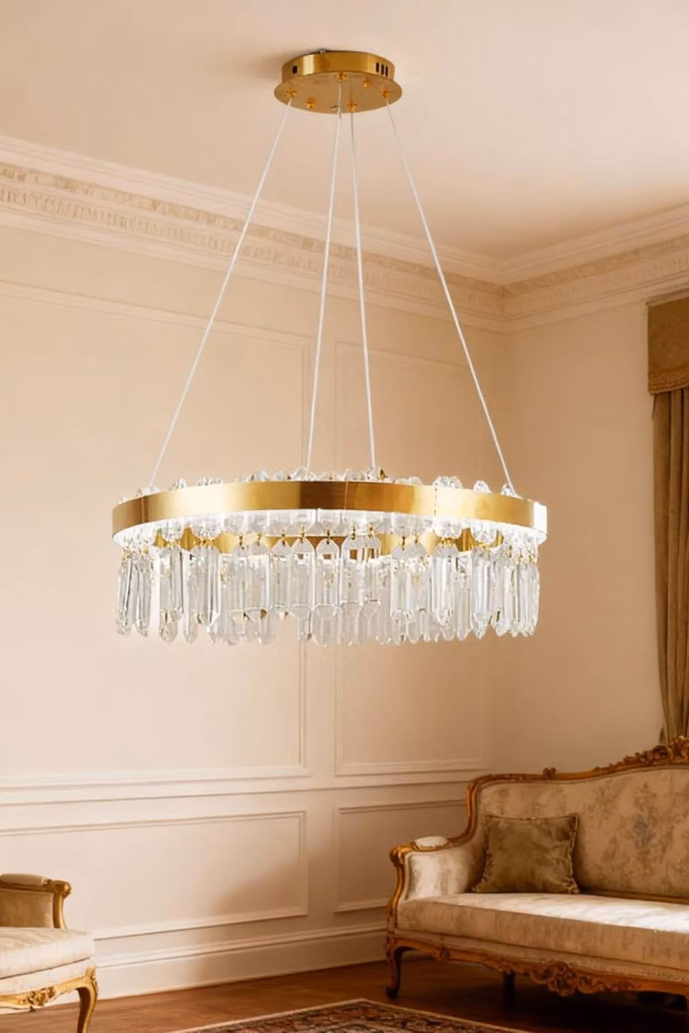 Living and Home Luxurious Crystal Pendant Light Chandelier with Remote Control in Gold/Brass – 2