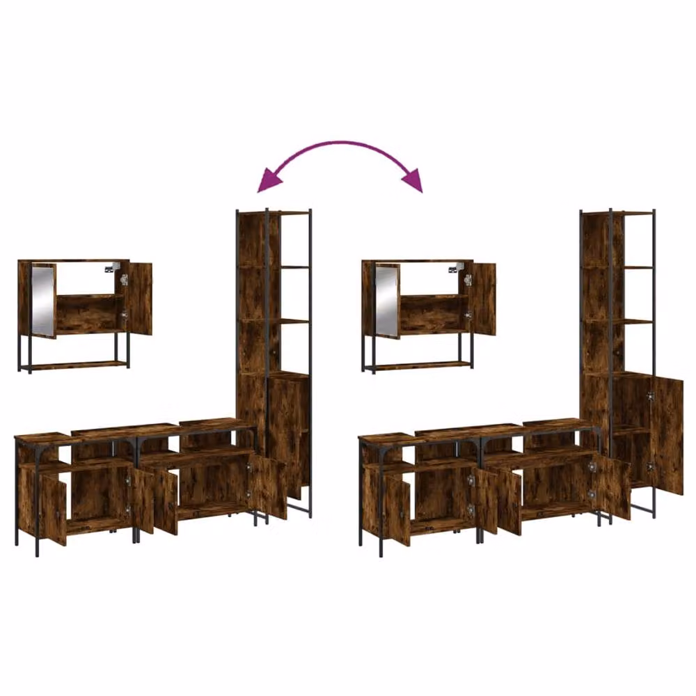 Berkfield Home 4 Piece Industrial Bathroom Furniture Set in Smoked Oak Brown – 3