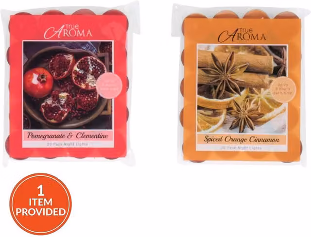 True Aroma Multicolour Pomegranate or Orange Tealights, Pack of 20