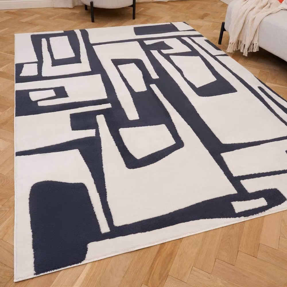 THE RUGS Loft Abstract Soft Pile Area Rug, Navy Blue and Multicolour, W: 160 cm, D: 230 cm – 2