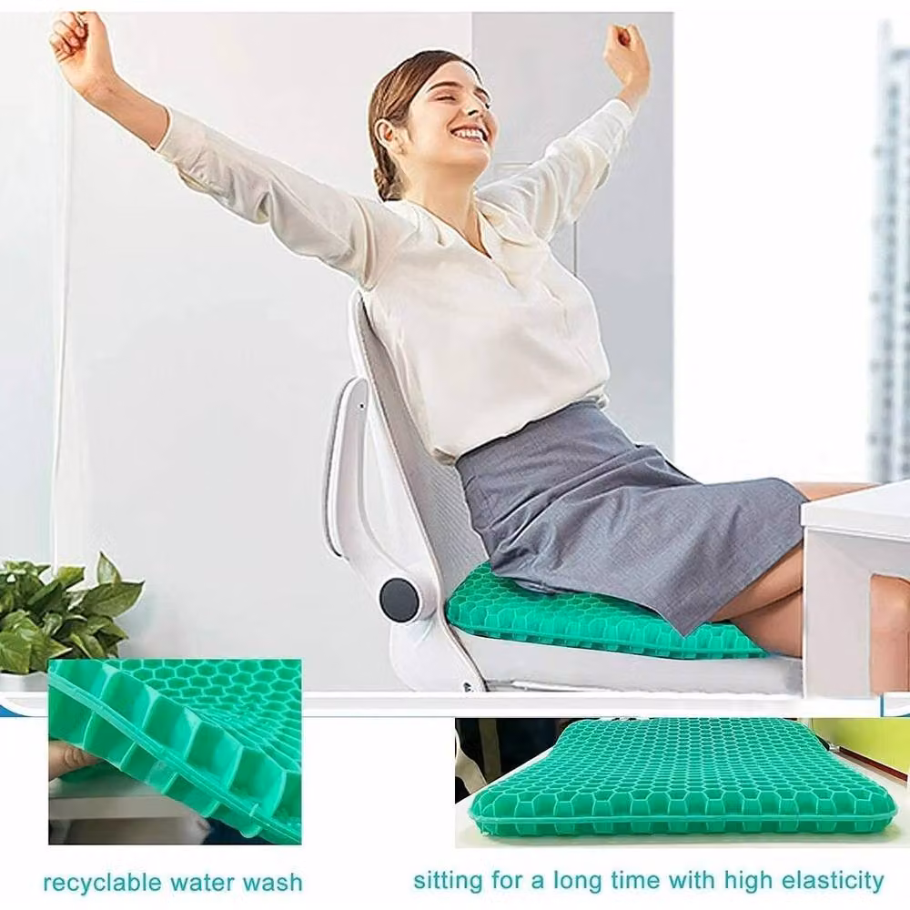 KORVIXA Double Layer Soft Pad Honeycomb Gel Seat Cushion in Green, W/D: 120 x 90 cm – 4