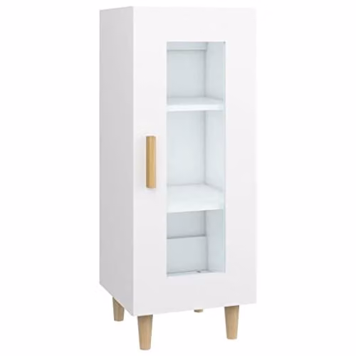 vidaXL White Minimalist Sideboard in Engineered Wood and Glass W/D/H: 34.5 x 34.5 x 90 cm