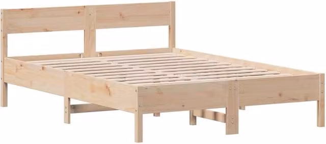 Berkfield Home Beautiful Solid Wood Small Double Bed Frame in Beige, W/D/H: 190 x 120 x 71.5 cm – 1