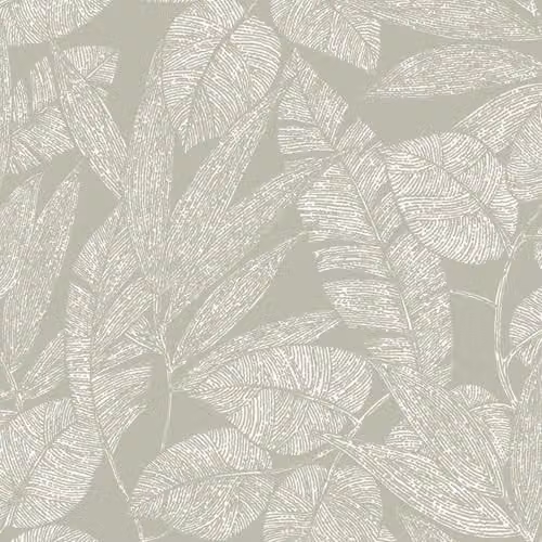 Grandeco Lorena Sketch Leaves Blown Green Botanical Vinyl Wallpaper