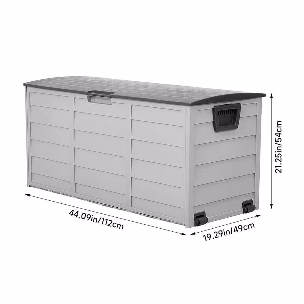 KORVIXA 290 L Garden Storage Box Utility Chest in Grey, W/D/H: 100 x 100 x 54 cm – 2