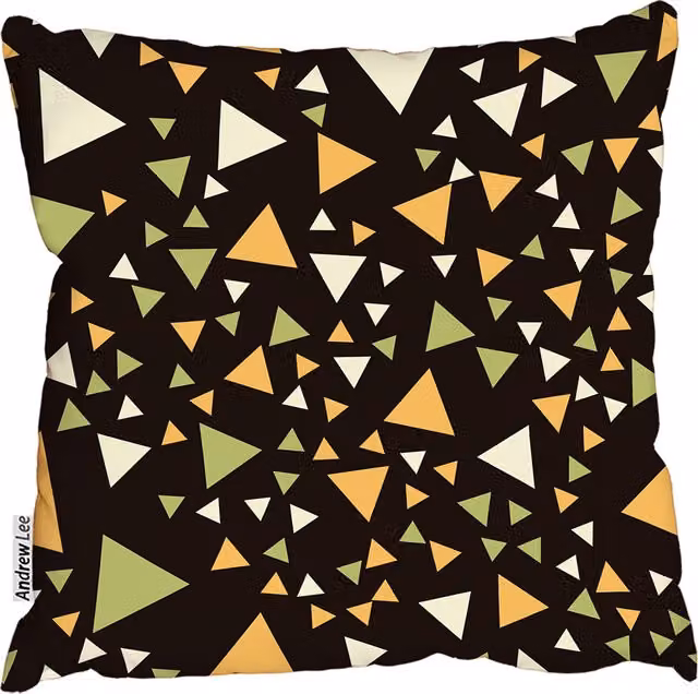 Andrew Lee Triangles Graphic Cushion, Black, Diameter: 60 cm