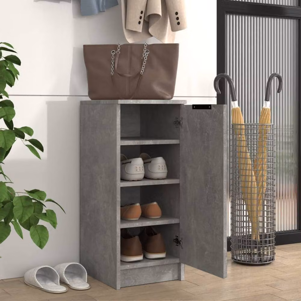 Berkfield Home Modern Wall Mounted Shoe Cabinet in Concrete Grey, W/D/H: 30 x 35 x 70 cm – 2