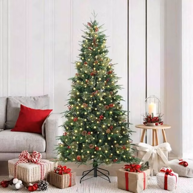 Berkfield Home Artificial Hinged Christmas Tree in Green, Height: 180 cm – 1