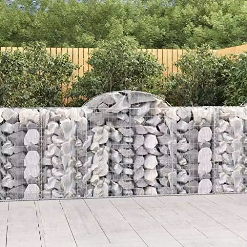 vidaXL 10-Piece Arched Gabion Baskets in Silver Galvanised Steel, W/D/H: 200 x 50 x 100/120 cm – 2