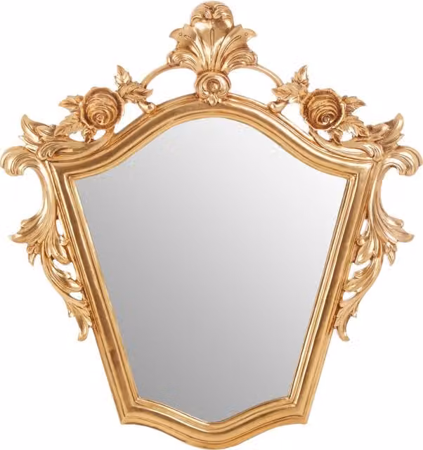 Orsina Classic Floral Rectangular Wall Mirror in Gold and Grey, W/D/H: 116 x 8 x 116 cm – 1