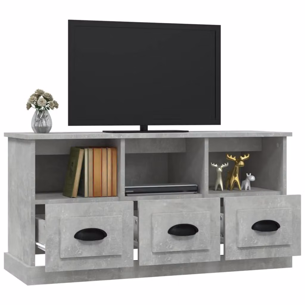 Berkfield Home Modern TV Cabinet in Concrete Grey, MDF, W/D/H: 100 x 35 x 50 cm – 3