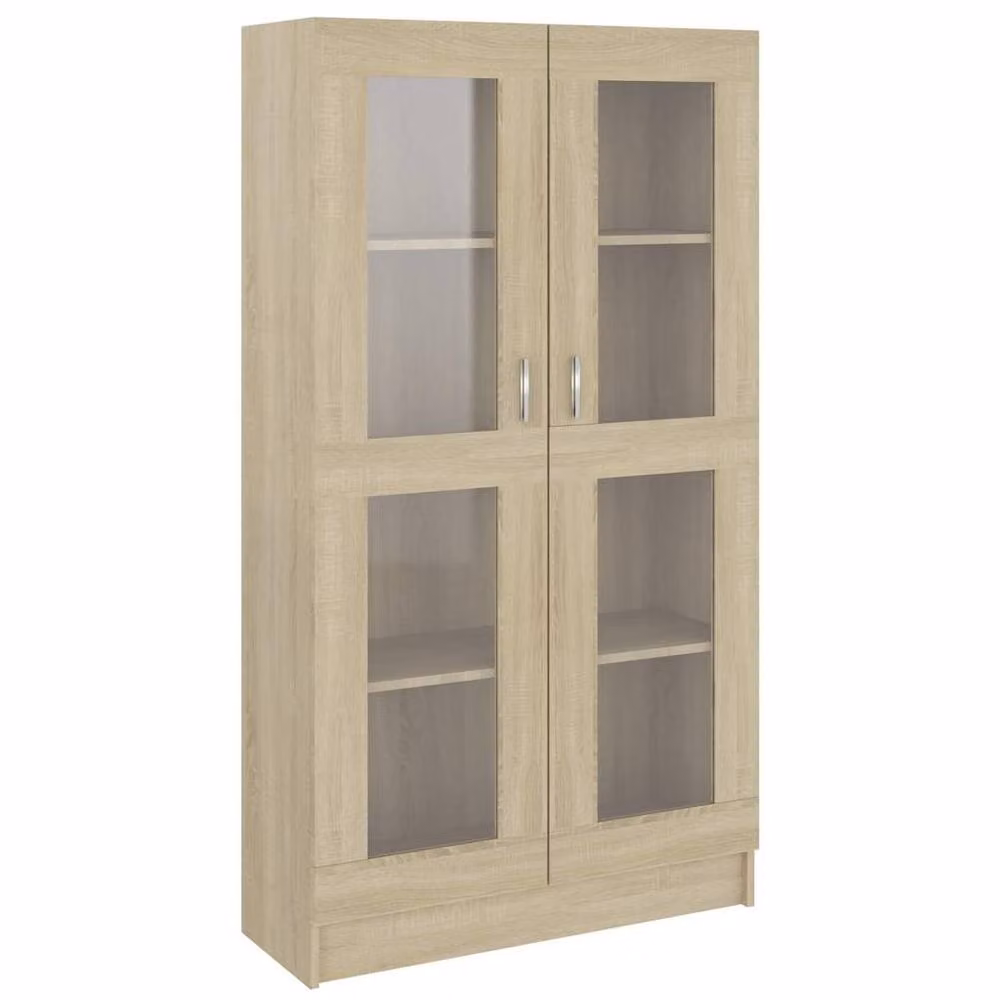 Berkfield Home Vitrine Cabinet in Sonoma Oak with Glass Doors, W/D/H: 82.5 x 30.5 x 150 cm – 2