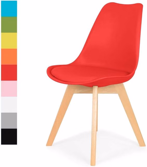 IHANA Red Dining Chair with Wooden Legs